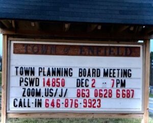 Planning Board Meeting Details on Town Sign