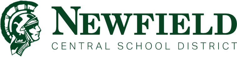 Newfield Central School District Banner, featuring a green Trojan.